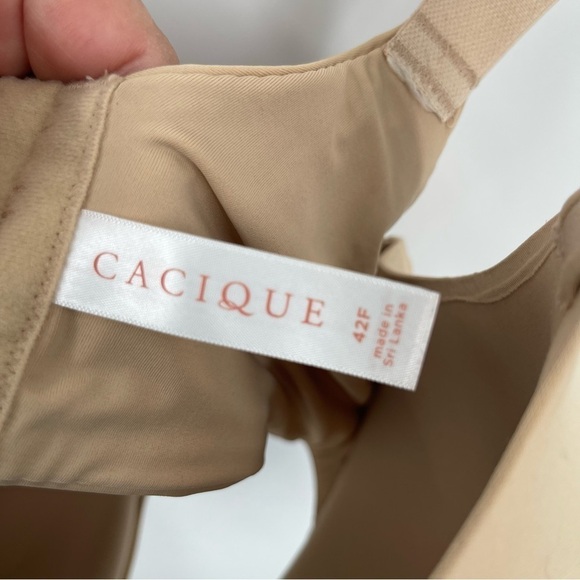 Cacique Women Bra Size 42F Tan Lightly Lined Full Coverage Underwire Adjustable - Picture 4 of 8